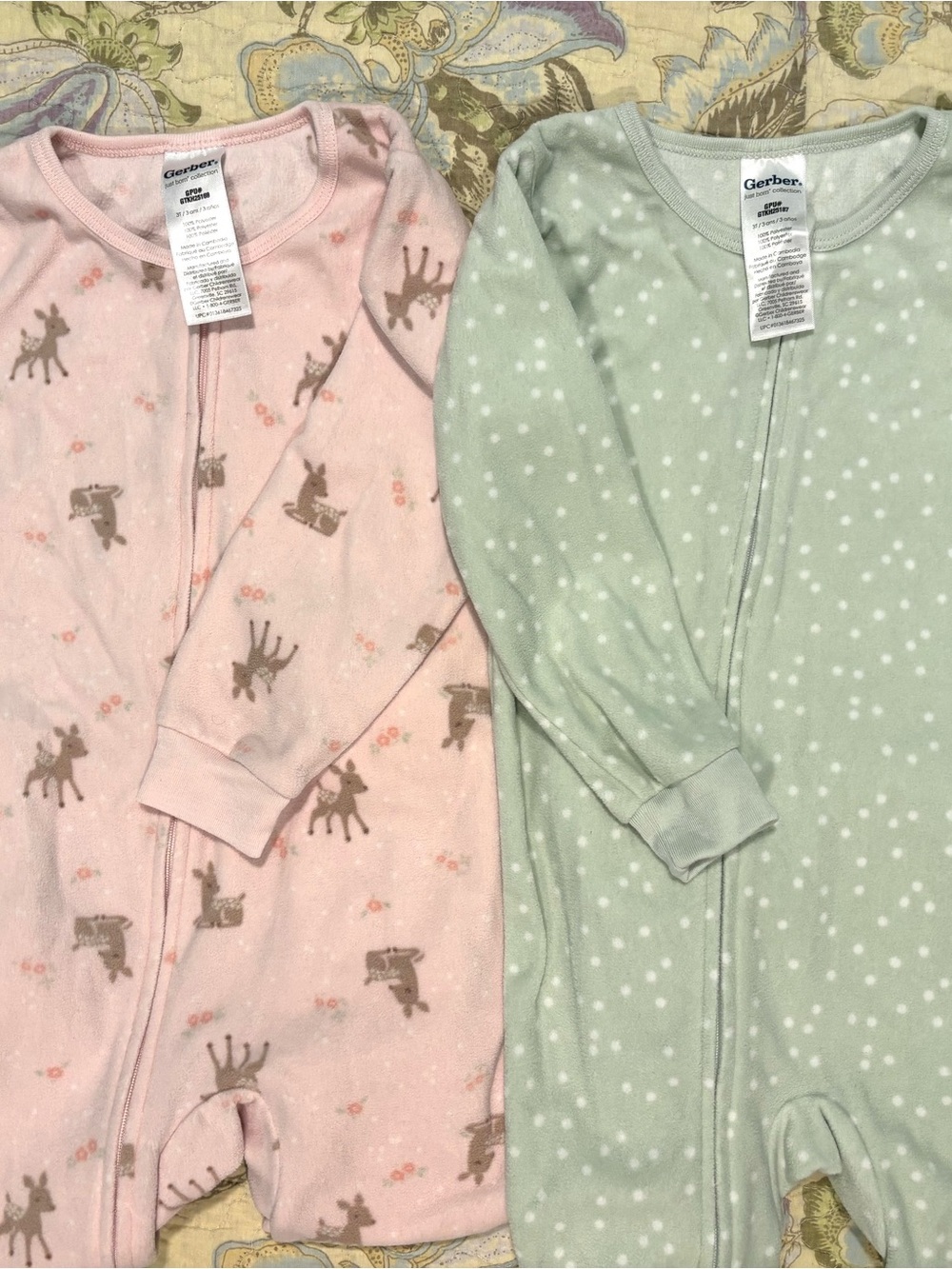 Gerber Fleece Zip-Up Sleep Onesies - 2 pack